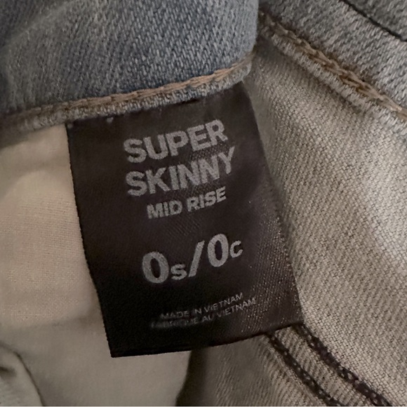 Express jeans, super skinny, mid rise, size 0s/0c, color light blue white - Picture 4 of 4